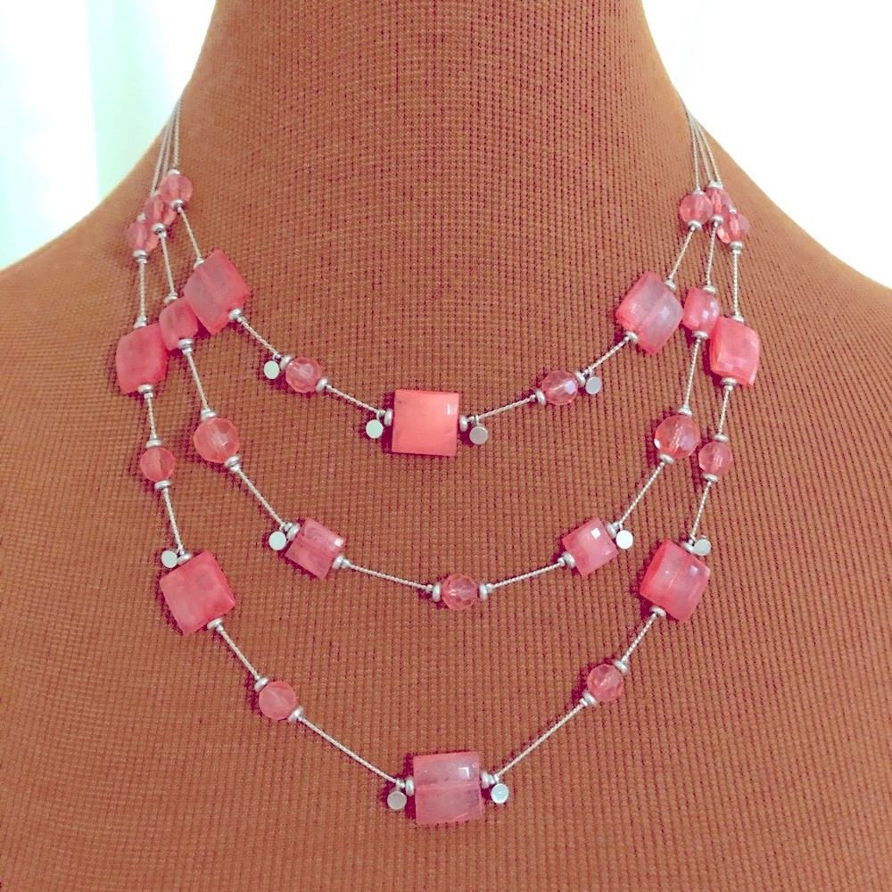 3-Strand Faceted Beaded Statement Necklace